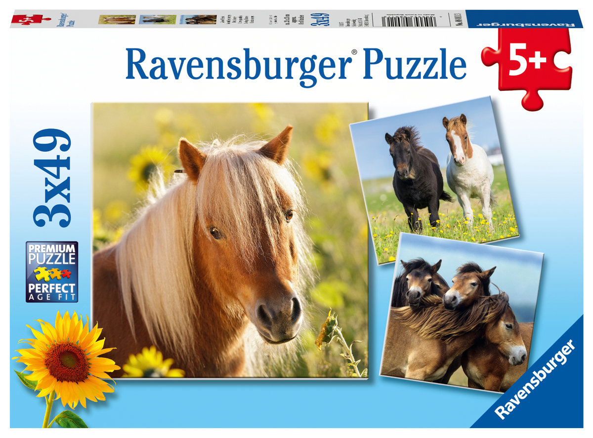 Ravensburger, puzzle, Konie, 3x49 el.