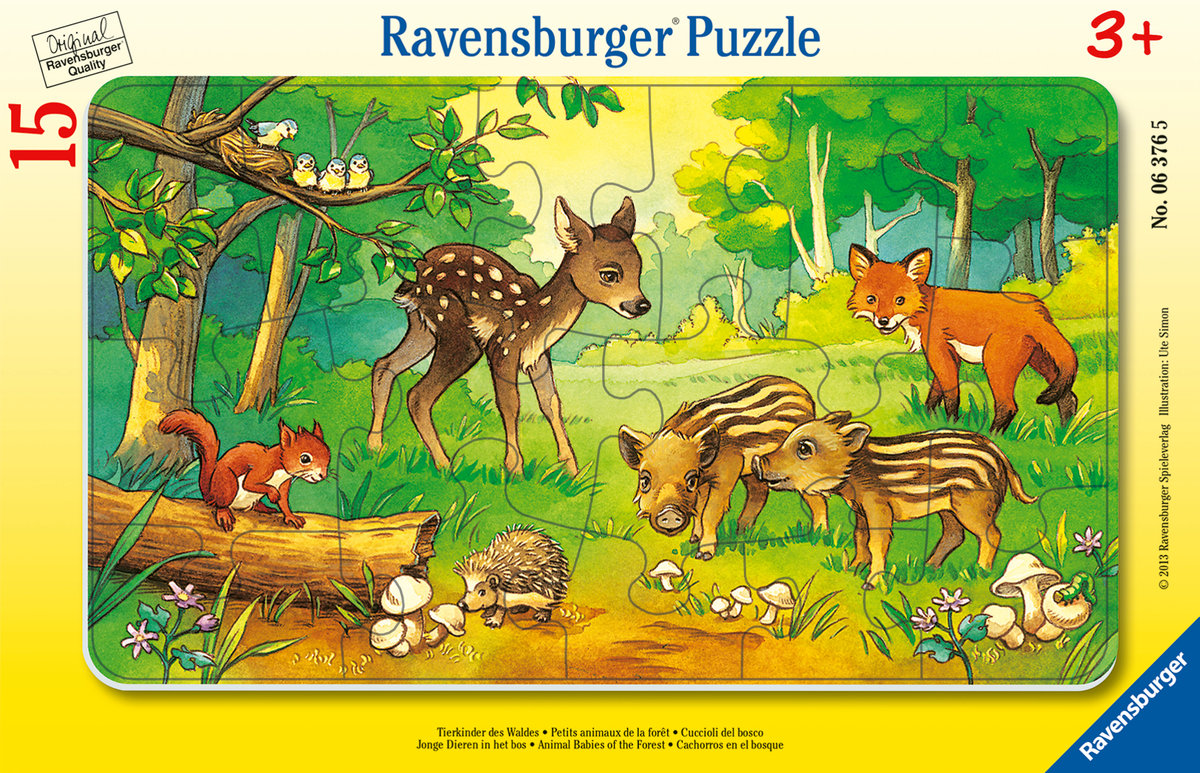 Ravensburger, puzzle, Leśne zwierzęta w ramce, 15 el.