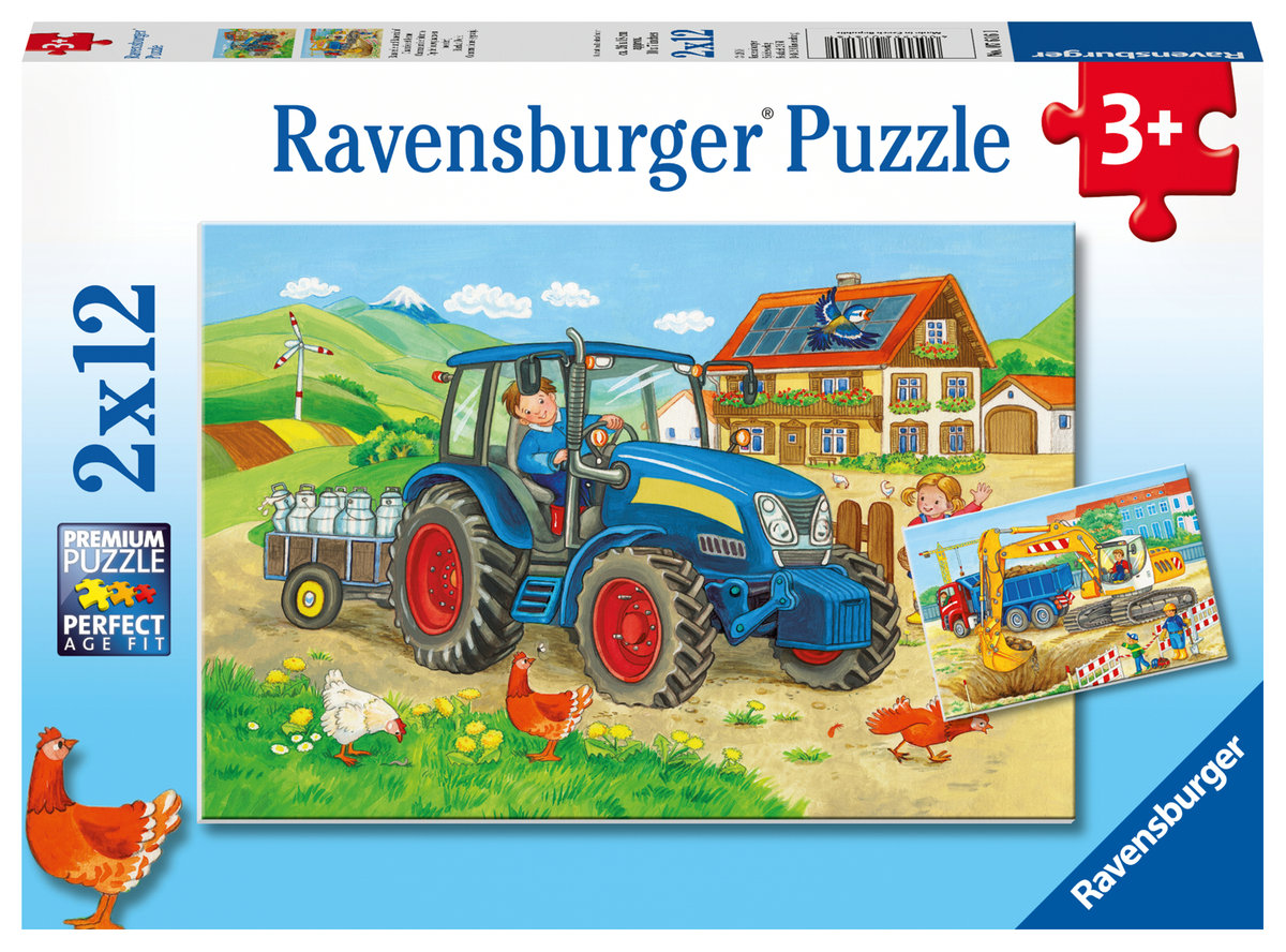 Ravensburger, puzzle, Plac budowy i gospodarstwo, 2x12 el.