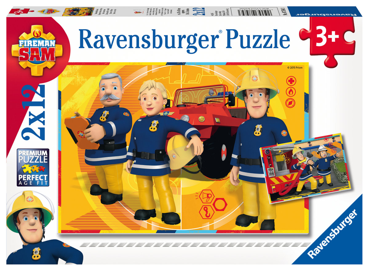 Ravensburger, puzzle, Strażak Sam, 2x12 el.