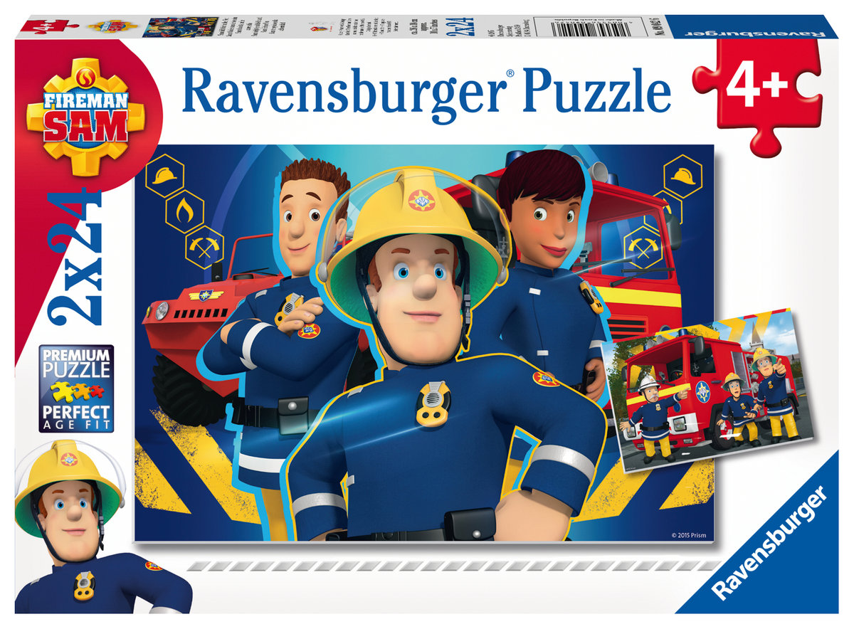 Ravensburger, puzzle, Strażak Sam, 2x24 el.