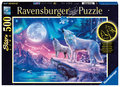 Ravensburger, puzzle, Świecące w ciemności, Wilki w zorzy polarnej, 500 el. - Ravensburger