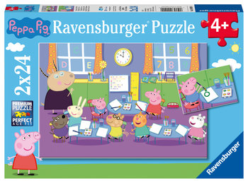 Ravensburger, puzzle, Świnka Peppa i cała klasa, 2x24 el. - Ravensburger