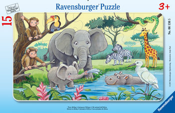 Ravensburger, puzzle, Zwierzęta Afryki w ramce, 15 el. - Ravensburger