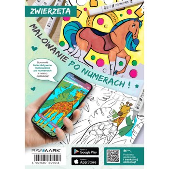 Rawmark, Kolorowanka interaktywna Zwierzęta 15 kartek + aplikacja na telefon AR BOX