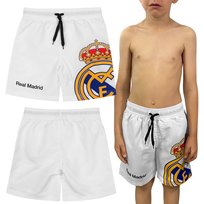 Real Madryt Krótkie Spodenki Dziecięce, Białe Kąpielówki Dla Chłopca, Piłka Nożna 10 Lat 146 Cm Real Madrid