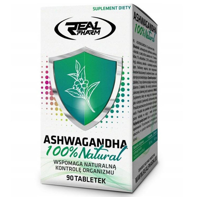 Фото - Вітаміни й мінерали Real Pharm Ashwagandha 100 Natural Suplement diety, 90 tab. 