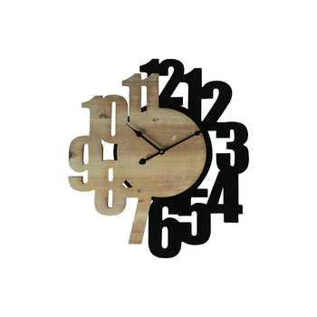 Rebecca Mobili Nowoczesny zegar, zegary ścienne, Mdf, czarny brąz, duże cyfry, do kuchni - inna (Inny)