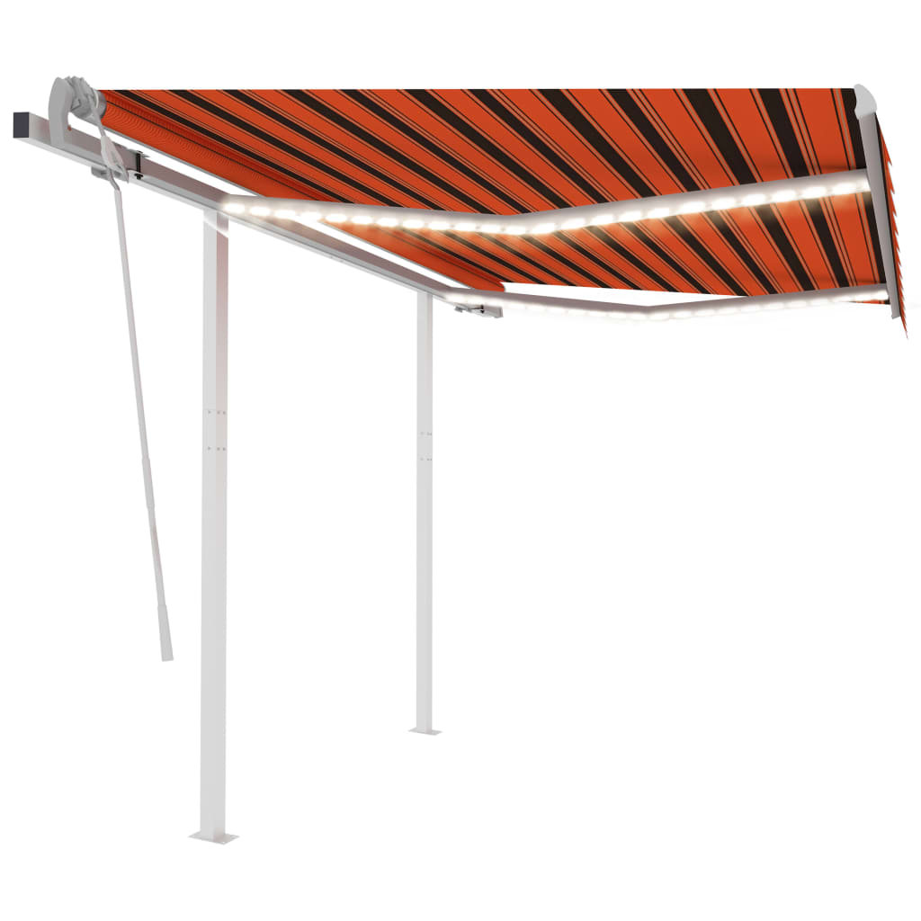 Фото - Пляжна парасоля VidaXL Ręcznie zwijana markiza z LED, 3x2,5 m, pomarańczowo-brązowa 