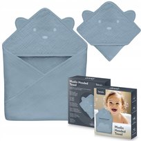 Ręcznik 100% muślinowy okrycie kąpielowe z kapturem 80x80 cm lionelo Muslin