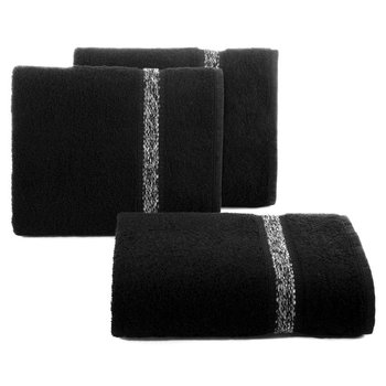 Ręcznik 100x150 Altea czarny z ozdobną bordiurą z melanżowym pasem frotte 500 g/m2 Eurofirany - Eurofirany