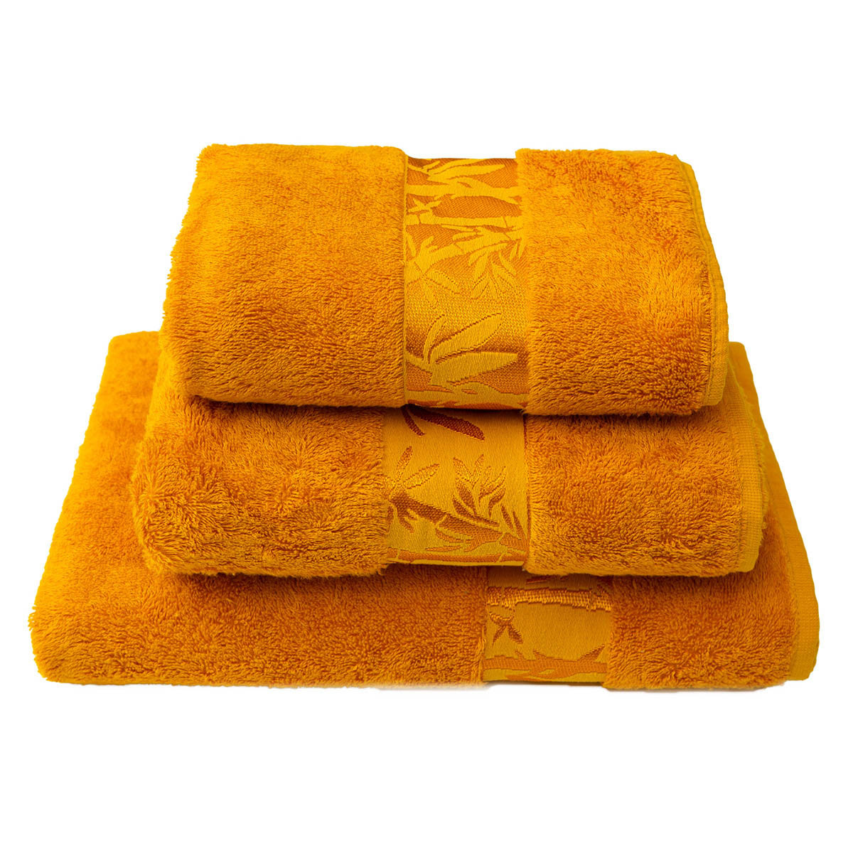 Zdjęcia - Ręcznik  bambusowy 70x140 cm 500 g/m2 żółty z ozdobną bordiurą