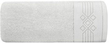 Ręcznik bawełniany, 50x90, biały z bordiurą, R173-01 - Eurofirany