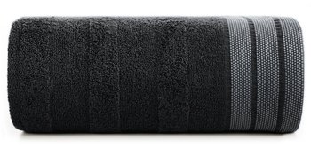 Ręcznik bawełniany, 50x90, czarny z bordiura, R170-08 - Eurofirany