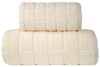Ręcznik Bawełniany, 50X90, Kremowy Z Bordiurą, Rfm-04 - Greno