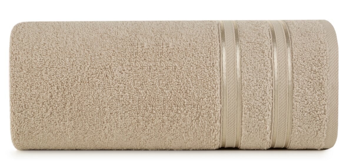 Zdjęcia - Ręcznik  bawełniany, 70x140, beżowy z bordiurą, R175-03