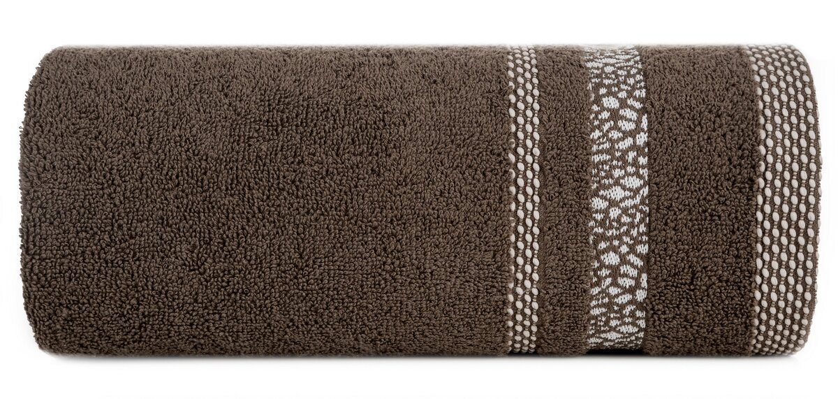 Zdjęcia - Ręcznik  bawełniany, 70x140, brązowy z bordiura, R171-04