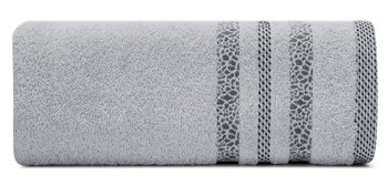 Ręcznik bawełniany, 70x140, srebrny z bordiura, R171-03 - Eurofirany