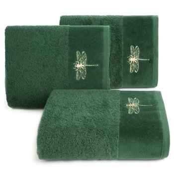 Ręcznik bordiura z haftem ważki 50X90 zielony LORI - Eurofirany