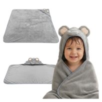 Ręcznik dla dzieci z kapturem szary słoń 105x105 88% poliester 12% nylon (aksamit)