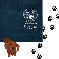 Ręcznik dla pieska (granatowy) - JAMNIK + imię psa/pseudonim