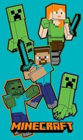 Ręcznik do przedszkola 30x50 Minecraft Crawler niebieski dziecięcy bawełniany Jerry Fabrics