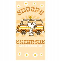 Ręcznik Dziecięcy Snoopy 70x140 Auto Kwiaty Beżowy na Basen Plażę