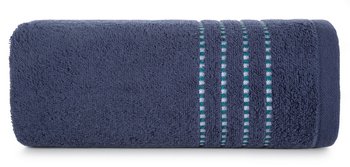 Ręcznik EUROFIRANY Fiore, granatowy 500g/m2 frotte ozdobiony bordiurą w postaci cienkich paseczków, rozmiar 50x90 cm - Eurofirany