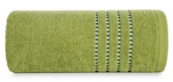Ręcznik EUROFIRANY Fiore, oliwkowy 500g/m2 frotte ozdobiony bordiurą w postaci cienkich paseczków, rozmiar 30x50 cm - Eurofirany