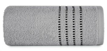 Ręcznik EUROFIRANY Fiore, stalowy 500g/m2 frotte ozdobiony bordiurą w postaci cienkich paseczków, rozmiar 50x90 cm - Eurofirany