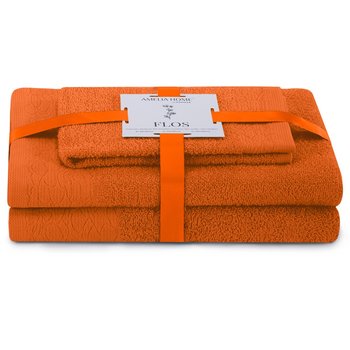 Ręcznik Flos Kolor Rudy Styl Klasyczny 30x50+50x90+70x130 AmeliaHome, - Ręcznik, Ah, Flos, Ging, Set30x50+50x90+70x130 - AmeliaHome