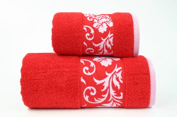 Ręcznik Glamour z elegancką bordiurą 70x140 czerwony - Greno