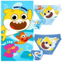 Ręcznik Kąpielowy Plażowy Szybkoschnący Baby Shark Kąpielówki Strój Kąpielowy Majtki Dwupak 86/92 Cm