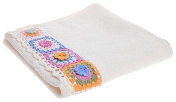 Ręcznik kremowy w kwiatki duży 60x110cm - Inny producent