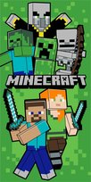 Ręcznik plażowy 70x140 Minecraft Let´s Survive zielony plażowy bawełniany Jerry Fabrics