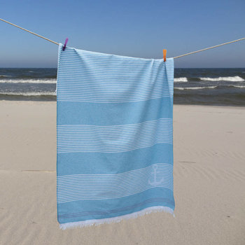 Ręcznik plażowy szybkoschnący FOUTA SOGUIN niebieski - Koce i Pledy