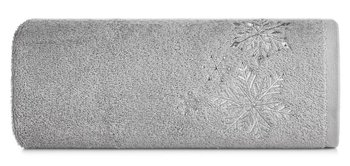 Ręcznik Santa 70x140 srebrny gwiazdki świąteczny 450 g/m2 - Eurofirany