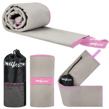 Ręcznik szybkoschnący z mikrofibry 130x75cm mały - gray+pink - Activ Space