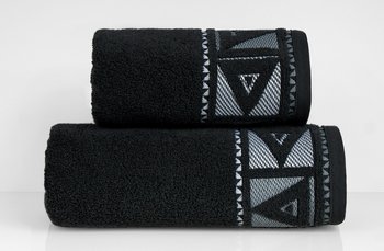 Ręcznik Yolo mikrobawełna wzór geometryczny 70x130 czarny - Greno