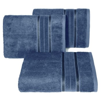 Ręcznik z żakardową bordiurą niebieski 50x90 MIRO - Eurofirany