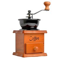 Ręczny młynek do kawy, drewniany młynek do kawy z ceramicznymi żarnami, ręczny młynek w stylu retro z drewnianymi żarnami (brązowy)