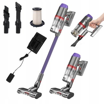 Ręczny odkurzacz pionowy TurboTronic Bezprzewodowy Akumulatorowy Cyklonowy LED HEPA bezworkowy 2 prędkości 21KPA 120W fioletowy - TurboTronic