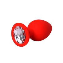Red large butt plug with white crystal Admiranda