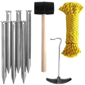 Redcliffs Akcesoria Do Namiotu Kempingowy Zestaw Akcesoriów Śledzie Młotek Linka Hak 9 Elementów - Redcliffs Outdoor