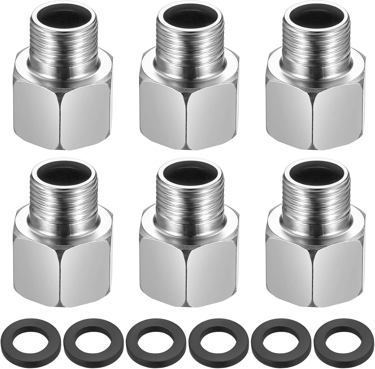 Reduktor 1/2 do 3/8, 6 szt. adapter gwintowany ze stali nierdzewnej, złączka gwintowa gwint wewnętrzny 1/2 cala na gwint zewnętrzny 3/8 cala, uniwer..