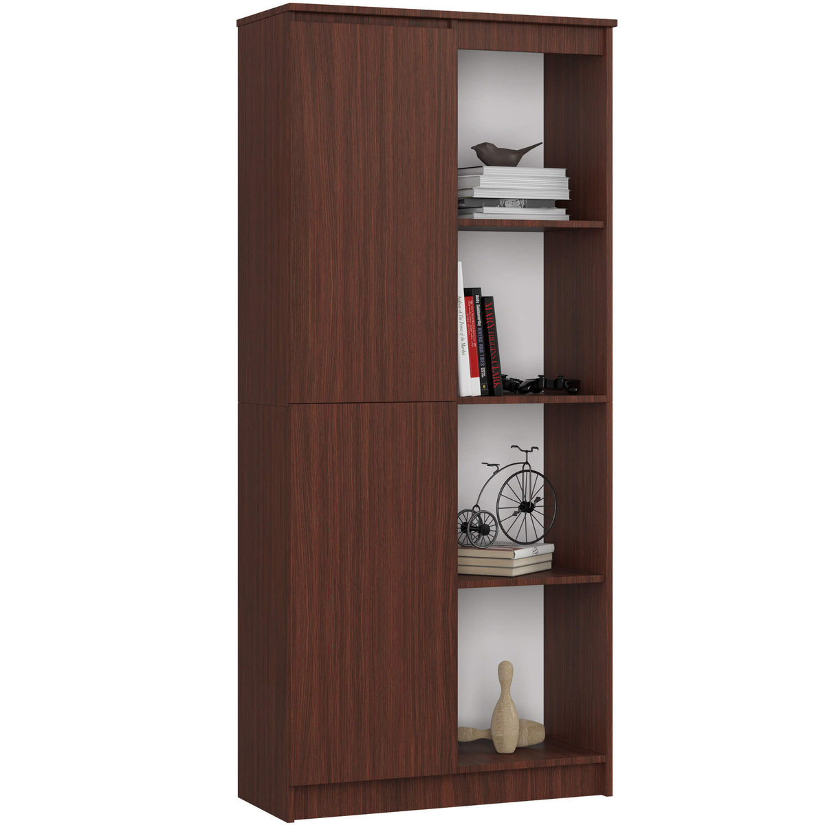 Regał 80 cm biurowy 1 drzwi 8 półek - Wenge