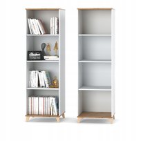 Regał BIALY na ksiazki Słupek 3 półki Szafka 60cm OSLO Styl Skandynawski