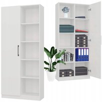 Regał Biurowy 80cm Szafka Na Książki Segregatory 10 Półek Półotwarty Biały