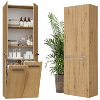 Regał Do Łazienki Stojący Dąb Artisan 60cm Kosz Na Pranie Szafka Łazienkowa