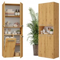 Regał Łazienkowy 60cm Z Koszem Na Pranie Półki Artisan Szafka Do Łazienki